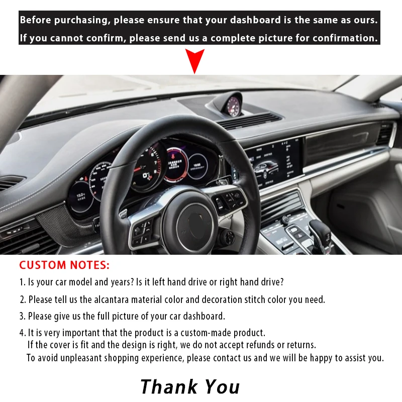 for Porsche Panamera 2017-2019 Custom Car Dashboard Cover in Alcantara Mat Shade Cushion Pad Carpets Accessories Car-styling