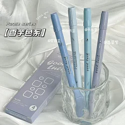 4Pcs Pastel Color Highlighter Pen Double Headed Marker Pens Fluorescent Pen Drawing Highlighters Cute Stationery School Supplies
