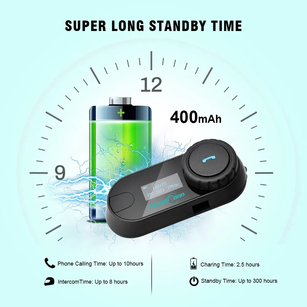 Freedconn Helmet Headset Bluetooth Motorcycle Intercom Moto Wireless Communication Interphone BT 5.0 Music Share 6 Riders FM