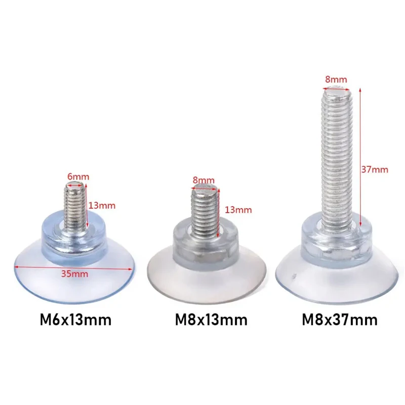 M6/M8 Transparent Suction Cup PVC Adjustable Feet Suckers Turn Screw Anti Slip Furniture Leveling Feet Pad view 3