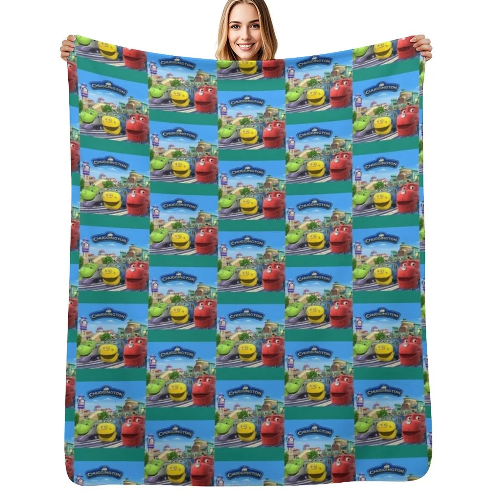 Chuggington Background Throw Blanket Plaid on the sofa Tourist Cute blankets ands Decorative Beds Polar Blankets