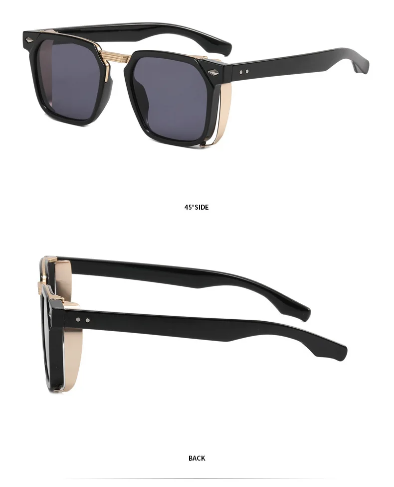 2023 mode Punk Sonnenbrille Für Männer Vintage Platz Steampunk Brille Luxus Sonnenbrille Frauen Trend Sonnenbrille Gafas De Sol – Detail 8