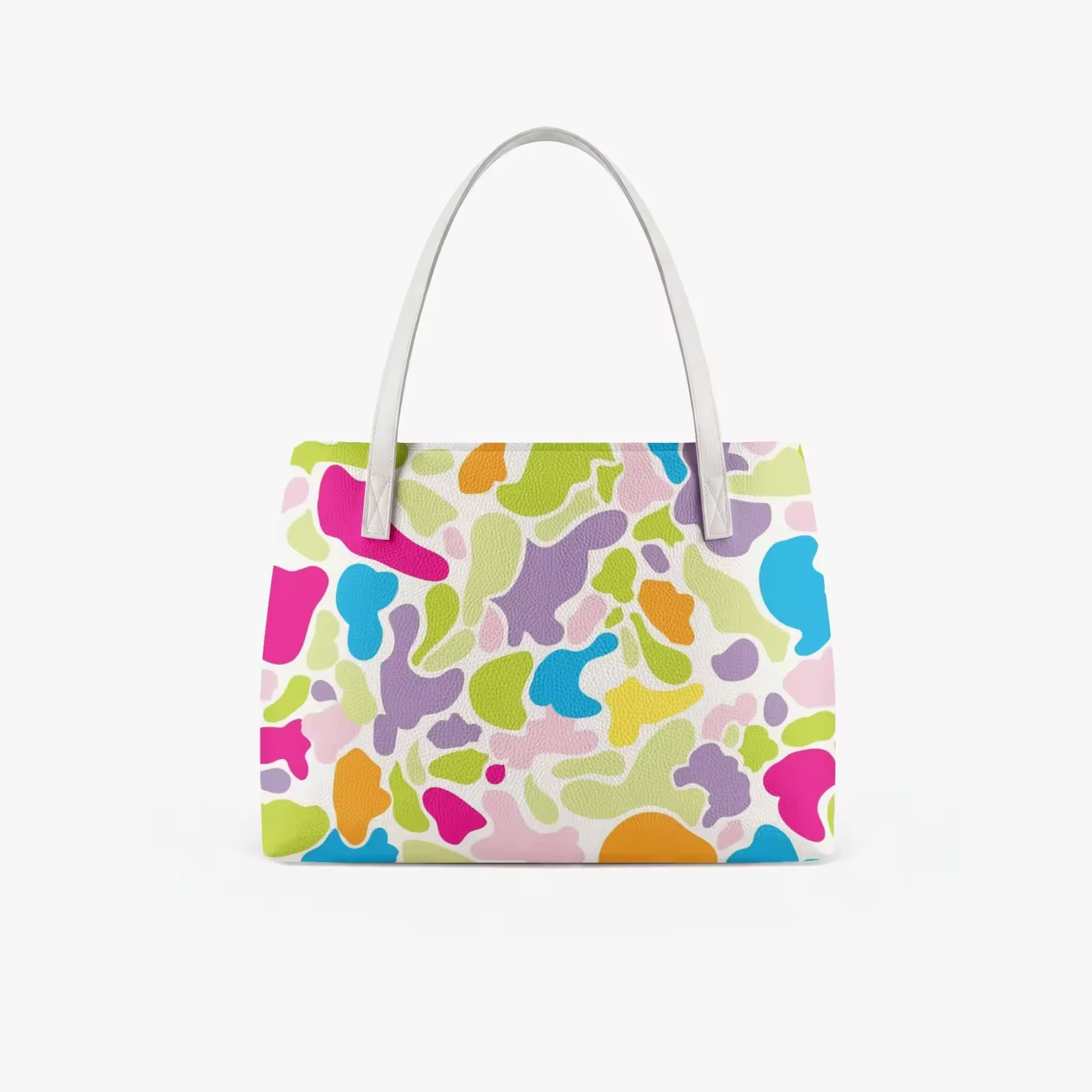 Hot Multicolor Camo Print PU Tote Bag Custom All Over Pattern Women Large Capacity Shoulder Handbag Daily Shopping Work Handbag