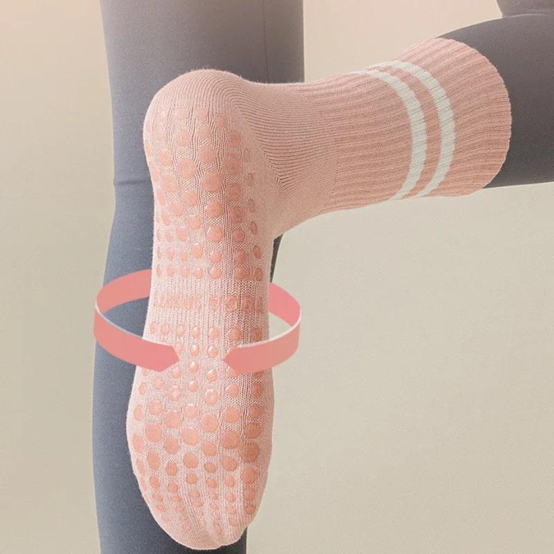 Chaussettes longues en coton à tube moyen en silicone non ald, chaussettes de fitness d'intérieur, chaussettes de gymnastique, chaussettes de sport de danse, chaussettes de Pilates