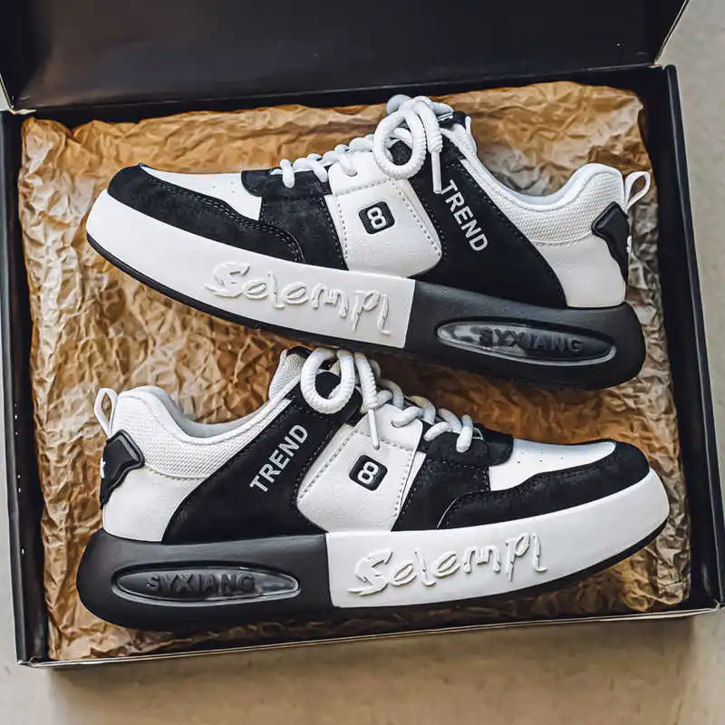 Flatform Big Sole Shoes Men's Black Woven Men's Sneakers Large Size One New Goods Sport All Brand Tenks 4yrs To 12yrs Gifts