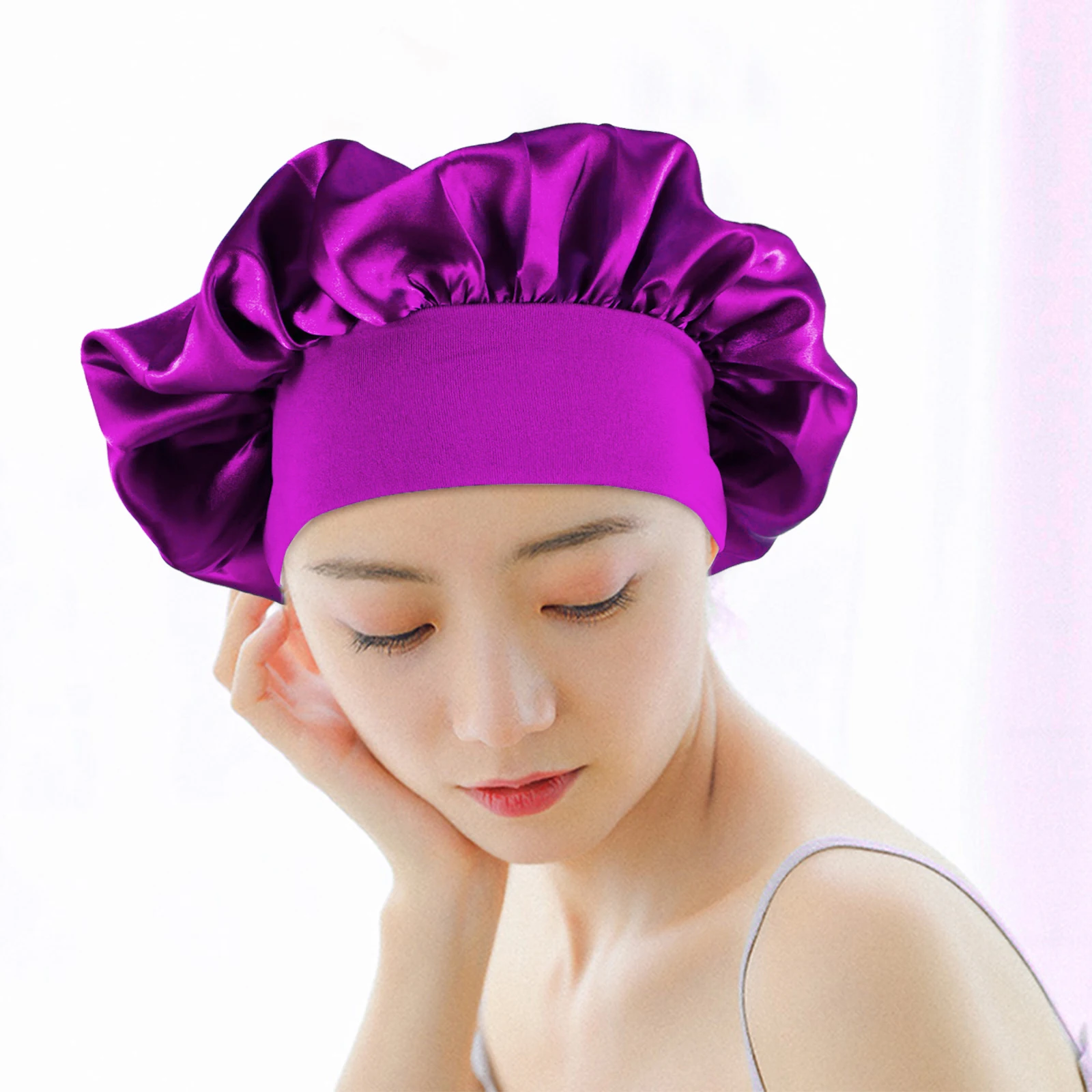 

High Elastic Headband Sleeping Silk Bonnet Hair Care Wide Side Hat Satin Miss