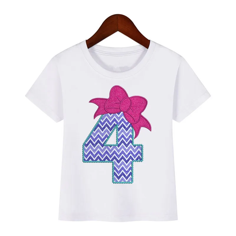 Birthday Number Printed Shirts 1-9 Birthday Party Girls Outfit T-Shirt Wild Tees Girls Tshirts Clothes Kids Gifts Fashion Tops