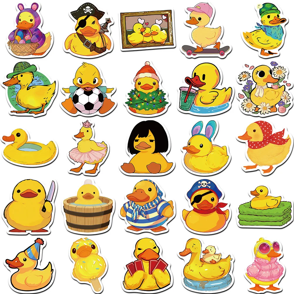 10/50pcs Cute Funny Yellow Duck Stickers Waterproof Graffiti DIY Water Bottle Skateboard Laptop Phone Motorcycle Vinyl Sticker