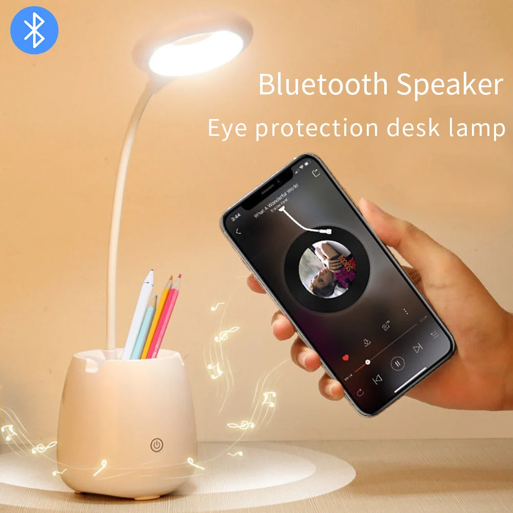 

LED Desk Lamp Multifunctional Bluetooth Sound Desk Light Work Reading Eye Protection Table Lamp Bedroom Bedside Music Lgihts