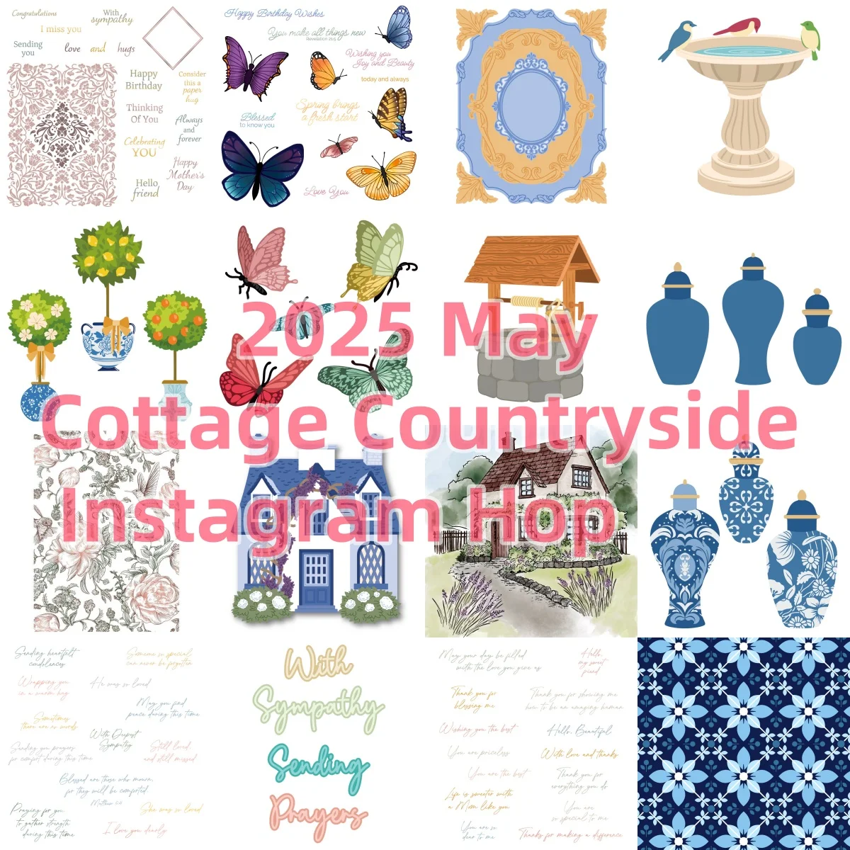 

2025 May Cottage Countryside Instagram Hop Metal Cutting Dies Clear Stamps Stencil DIY Make Card Scrapbook Embossed Paper Album