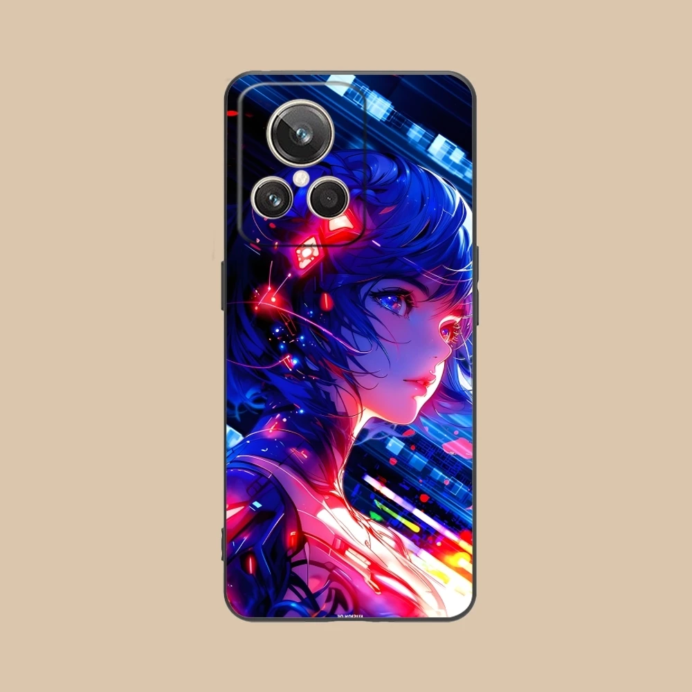 Custodia per cellulare Anime Pretty Girl carina per Realme GT 2 9i 8i 7i Pro X50 X2 C35 C21 C20 C11 C3 custodia nera per telefono