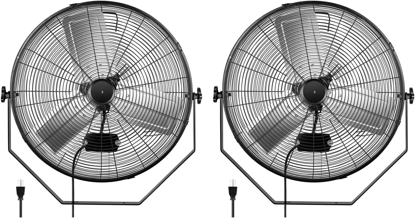 Deluxe 24 Inch Industrial Wall Mount 3 Speed Commercial Ventilation Metal Fan for Warehouse, Workshop, Factory and Basement, Bla