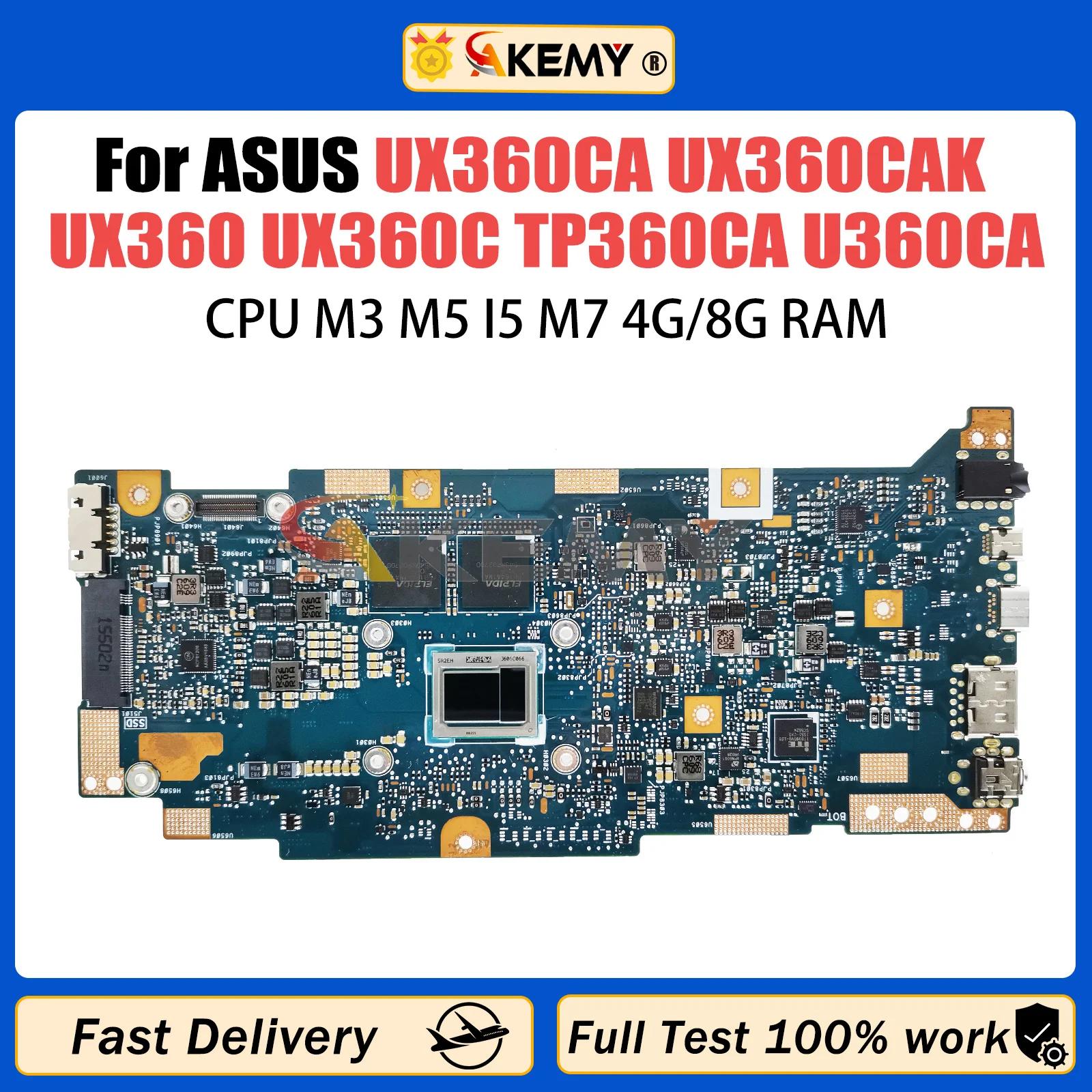 

AKEMY UX360 Mainboard For ASUS UX360CA UX360CAK UX360C TP360CA U360CA Laptop Motherboard With M3 M5 I5 M7 4G/8G-RAM 100% Working