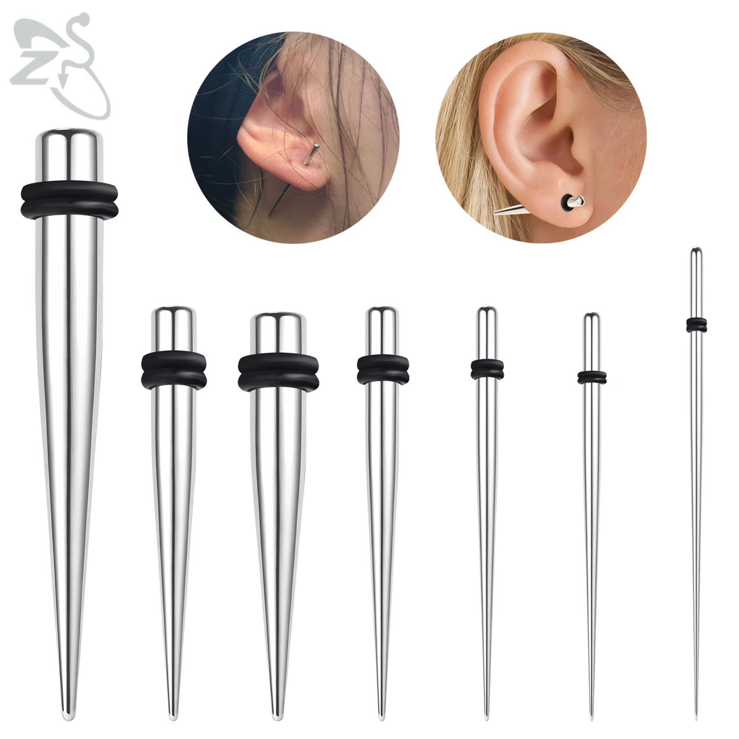 

ZS 1 Piece 1.2-6MM Stainless Steel Ear Plug And Tunnel Taper Piercing Ear Gauges Flesh Expander Stretcher Body Piercing Jewelry