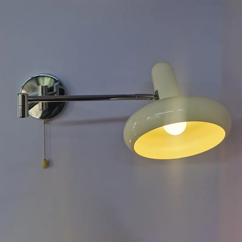 Soft Style Modern Swing Wall Lamps Iron Material Baking Paint Body E27 Rotatable Sconce Lights Bedroom Decor Pull Switch Lustres