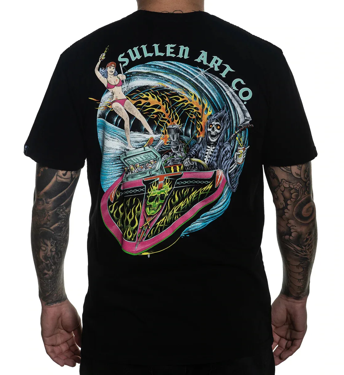 Camiseta Sullen Grim Ripper Death Skeleton Sailing Beach Summer Tattoo Ink SCM4154