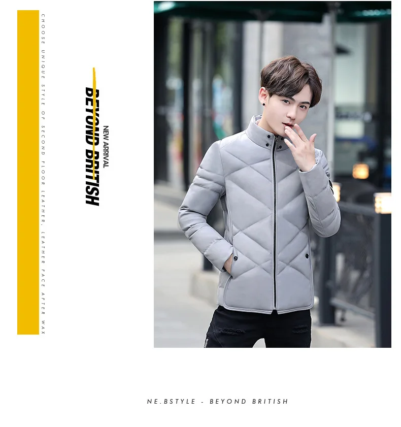 Autumn Winter Jacket Men Thicken Warm Cotton-padded Mens Jackets Slim Fit Stand Collar Youth Winter Jackets and Coats For Me