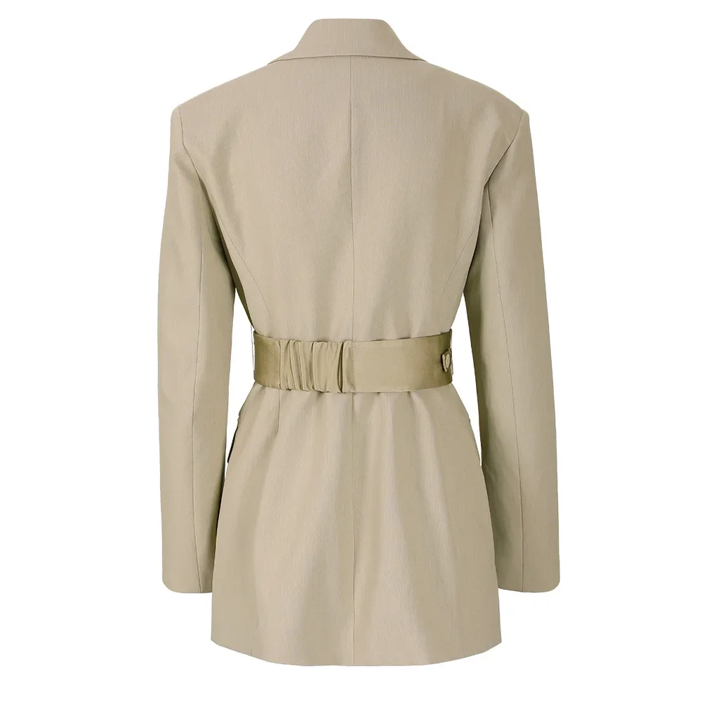 Blazer léger imbibé avec ceinture pour femme, veste d'affaires élégante, manteau coupe couvertes, tenue de style, vêtements de travail pour femme, dame de bureau, 1 pièce