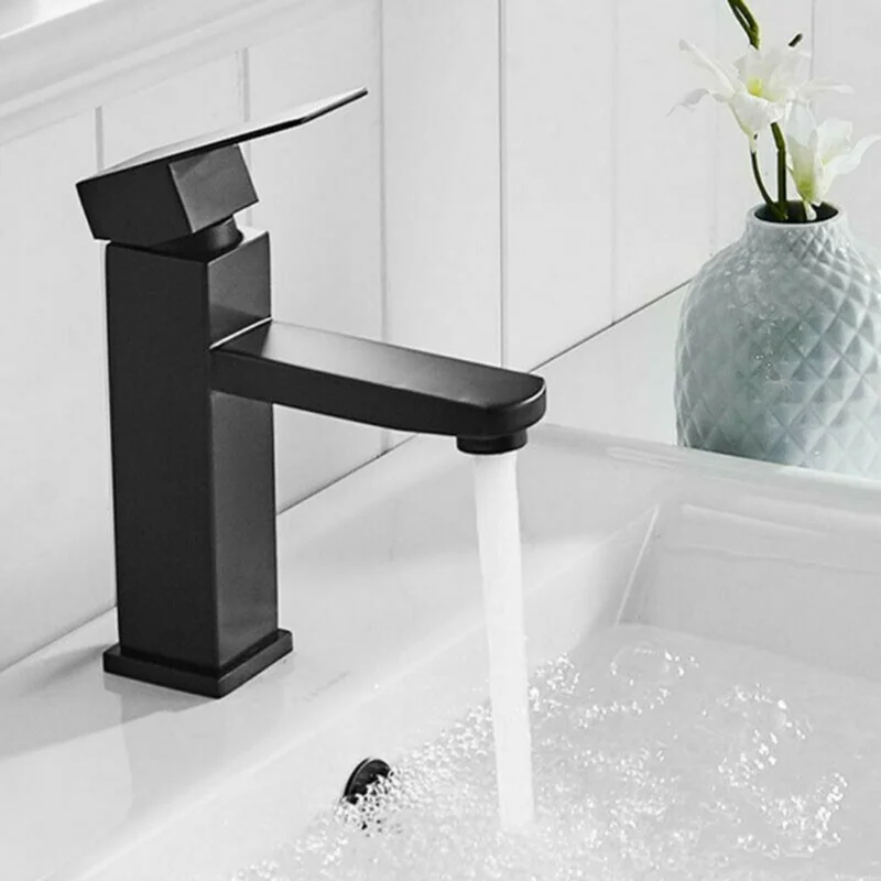 

Matte Black High Temperature And Pressure Resistant Bathroom Faucet Single Hole Hot Cold Water Sink Mixer Tap