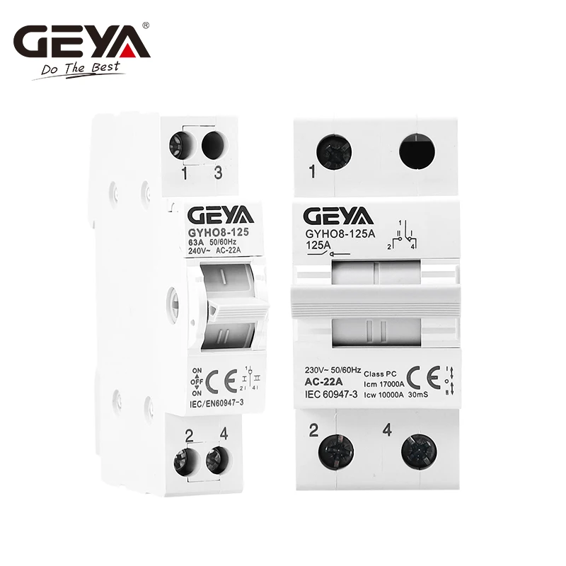 GEYA GYHO8 1P 2P 3P 4P 40A 63A 100A 125A Dual Power Manual Transfer Switch Interlock Circuit Breaker Din Rail Isolating Switch