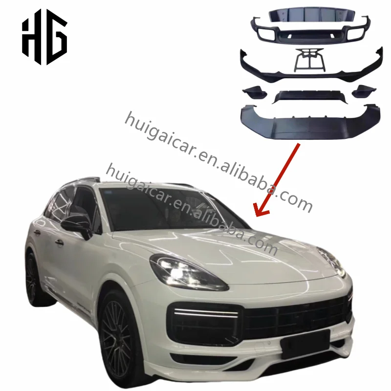 For Cayenne 9Y0 Te-Chart Style Carbon Fiber Body Kit for 2018-2024 Porsche Cayenne 9Y0.2 9YA Car Front Bumper Lip Rear Diffusers