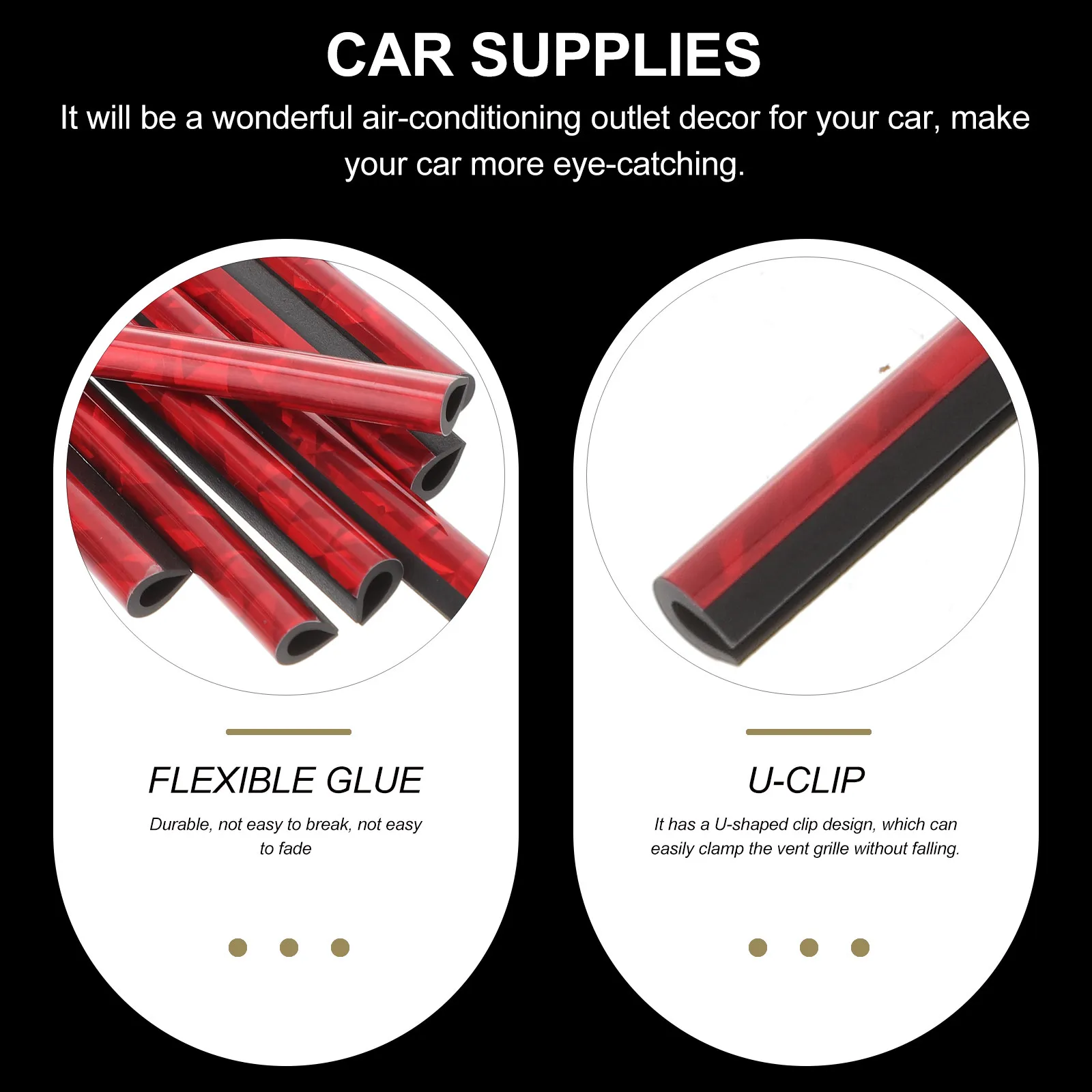 

10pcs Car Vent Trim U Shape Clip Durable Colorful Auto Vent Outlet Trims Car Decorative Strips Vehicle Outlet Clamp Strip