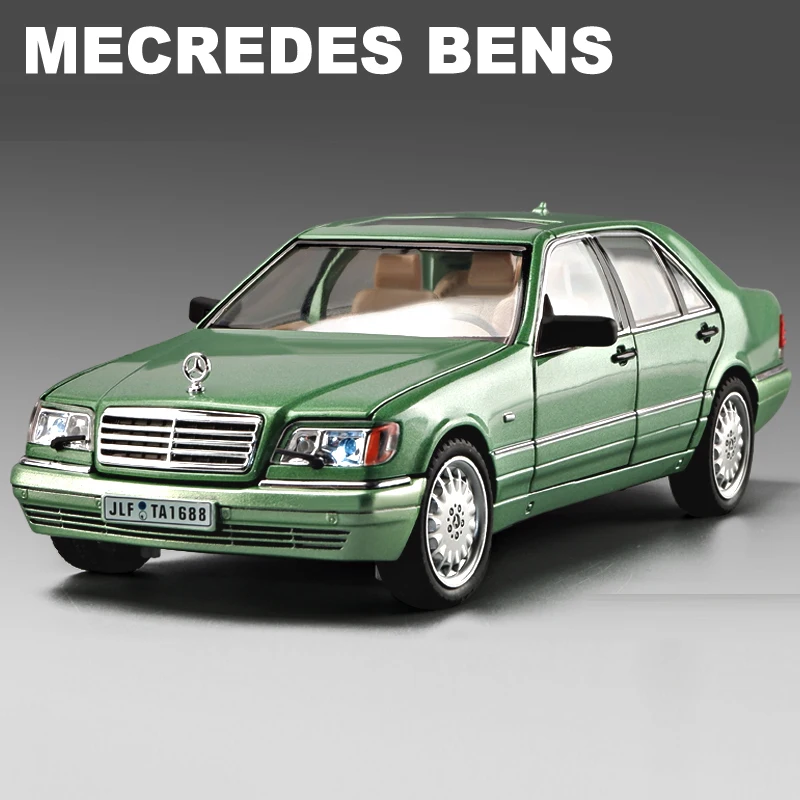 Simulation 1/24 Scale Benzs W140 320SEL Vintage Car Model With Sound Light Chidlren Diecast Alloy Toy Vehicle Collective Voiture