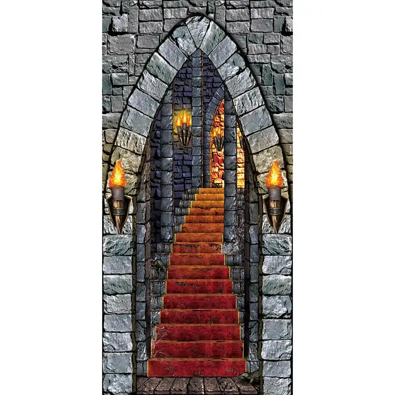 

Medieval Castle Entrance Door Banner Stone Brick Wall Backdrop Gothic Birthday Halloween Party Decor Background Interior Church