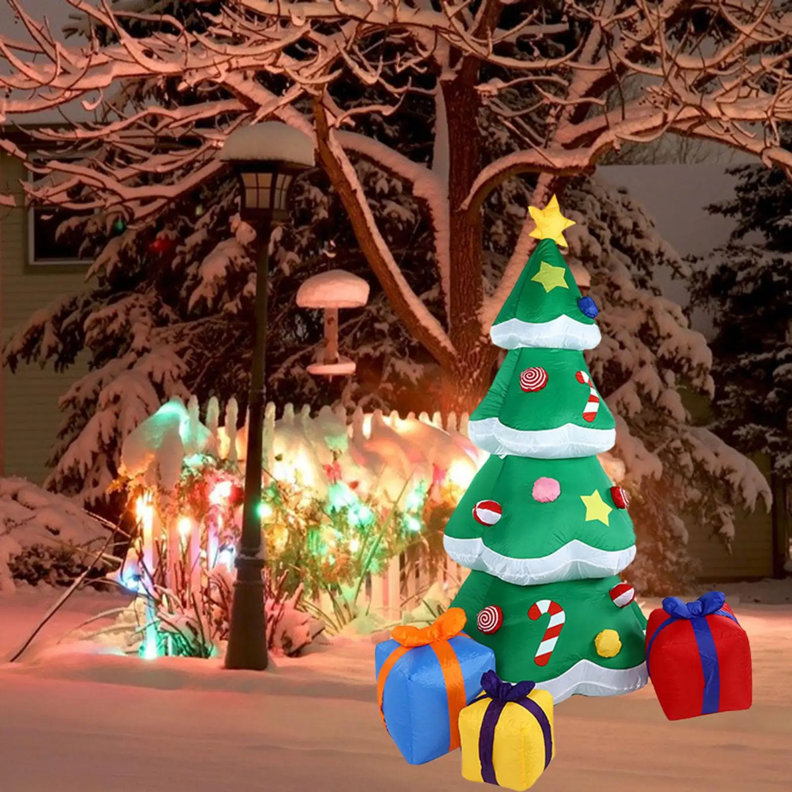 Inflatable Christmas Tree Xmas Inflatable Tree Christmas Decoration 2.1M Star Treetop Luminous Toy for Outside Lawn Yard