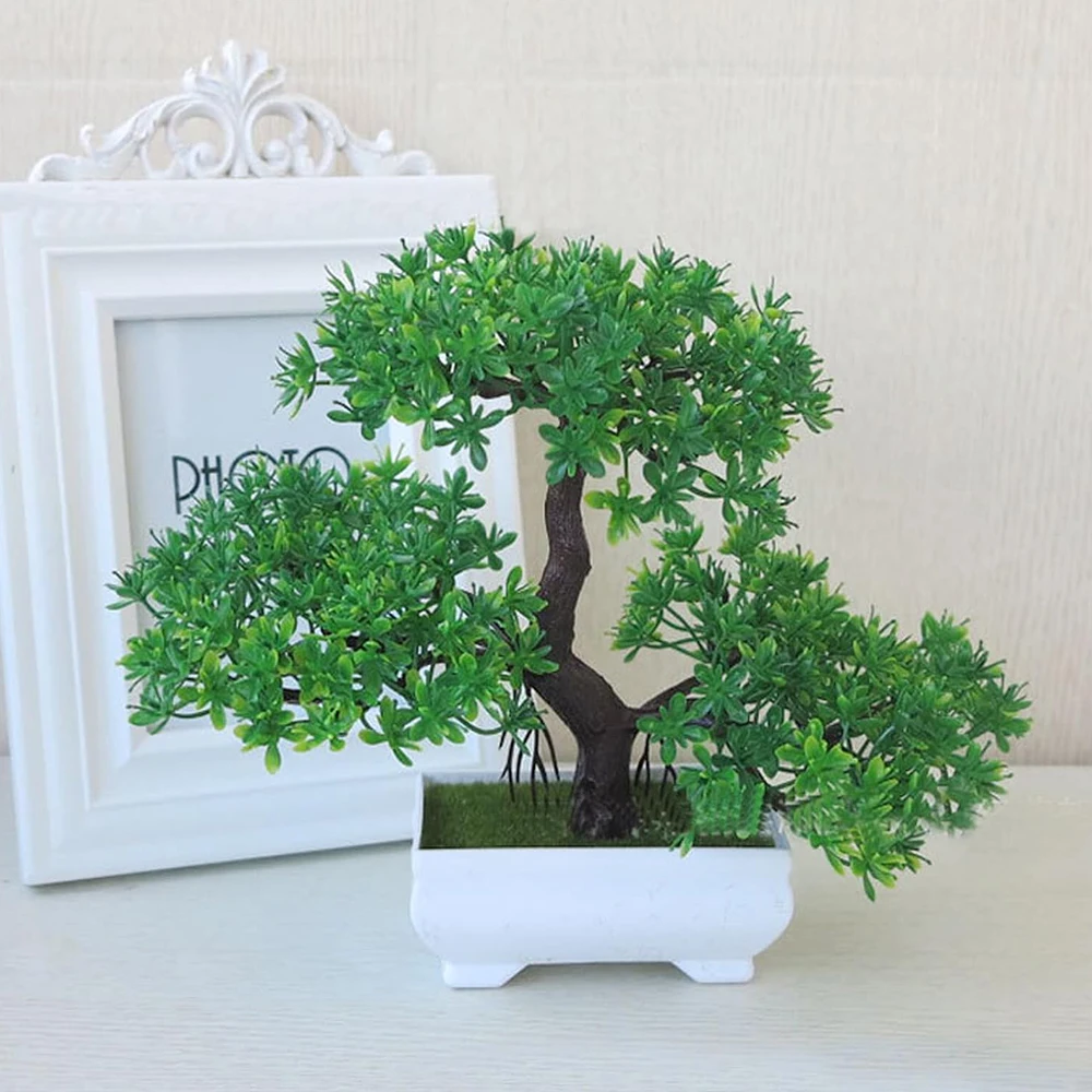 Artificial Plants Small Tree Pot Bonsai Fake Plant Flowers Potted Ornaments For Garden Hotel Room Table Office Decoration