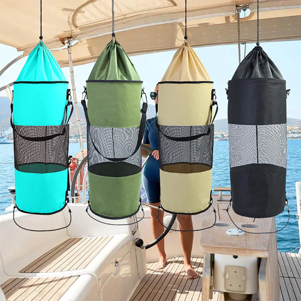 Boat Trash Bag Portable Garbage Marine Pontoon Accessories Waste Portable Pouch Reusable Trapper Bag Kayak Camping Rubbish Bags