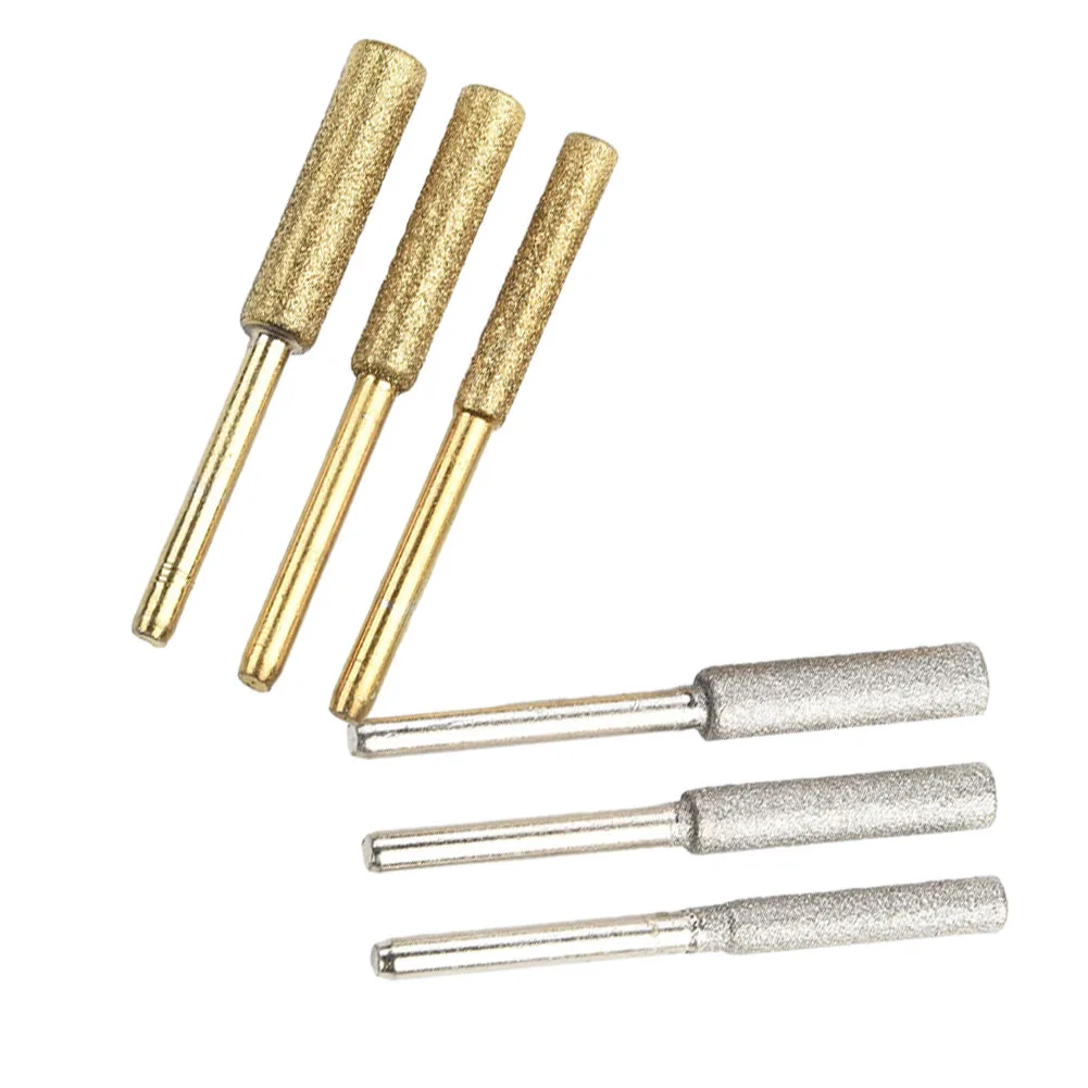 Imagem -03 - Diamond Coated Cilíndrico Burr Chainsaw Sharpener Stone File Chain Saw Sharpening Carving Grinding Tools mm 4.8 mm 5.5 mm Pcs