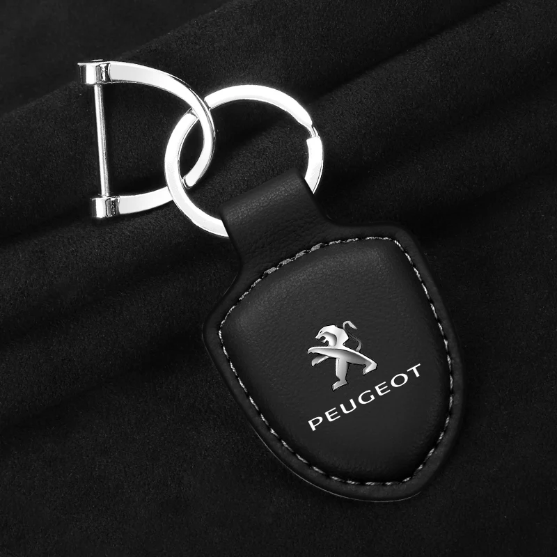 PU Leather Car Keychain Key Ring Pendant Lanyard Men Gifts For Peugeot 307 206 308 207 406 407 408 508 3008 208 5008 Accessories