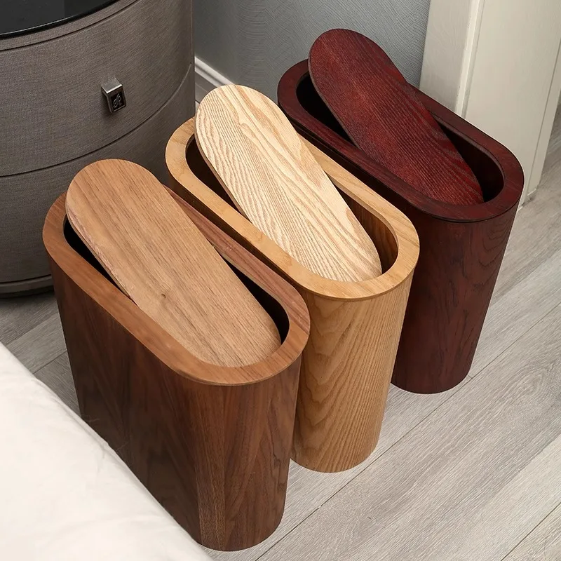 

Wooden Trash Cans Large Living Rooms Bedrooms Kitchens Bathrooms Household Garbage Storage Simple Home Decoration Waste Bins