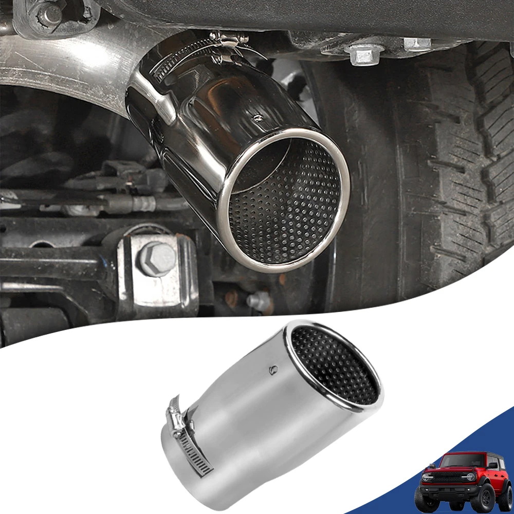 

Car Tail Throat Exhause Muffler Exhaust Tip Pipe for Ford Bronco 2021 2022 2023 2024 Stainless Steel Auto Exterior Accessories