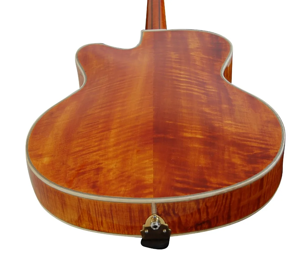 Archtop de cuerpo hueco, guitarra de jazz, madera maciza de arce, instrumentos musicales eléctricos acústicos personalizables