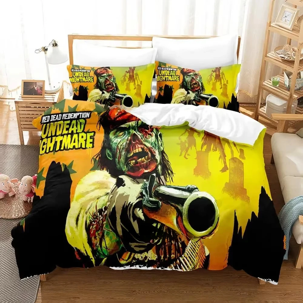 

Red Dead Redemption Undead Nightmare Bedding Set Cartoon Anime three-piece set Adult Kid Bedroom Duvetcover Sets queen bed set