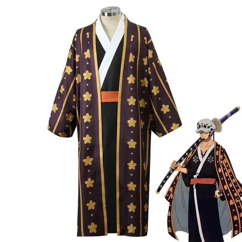 

New Trafalgar Law Anime Cosplay Kimono Suit Worn At Halloween Party Performance Includes Badja Hoed And Oorbellen For Men