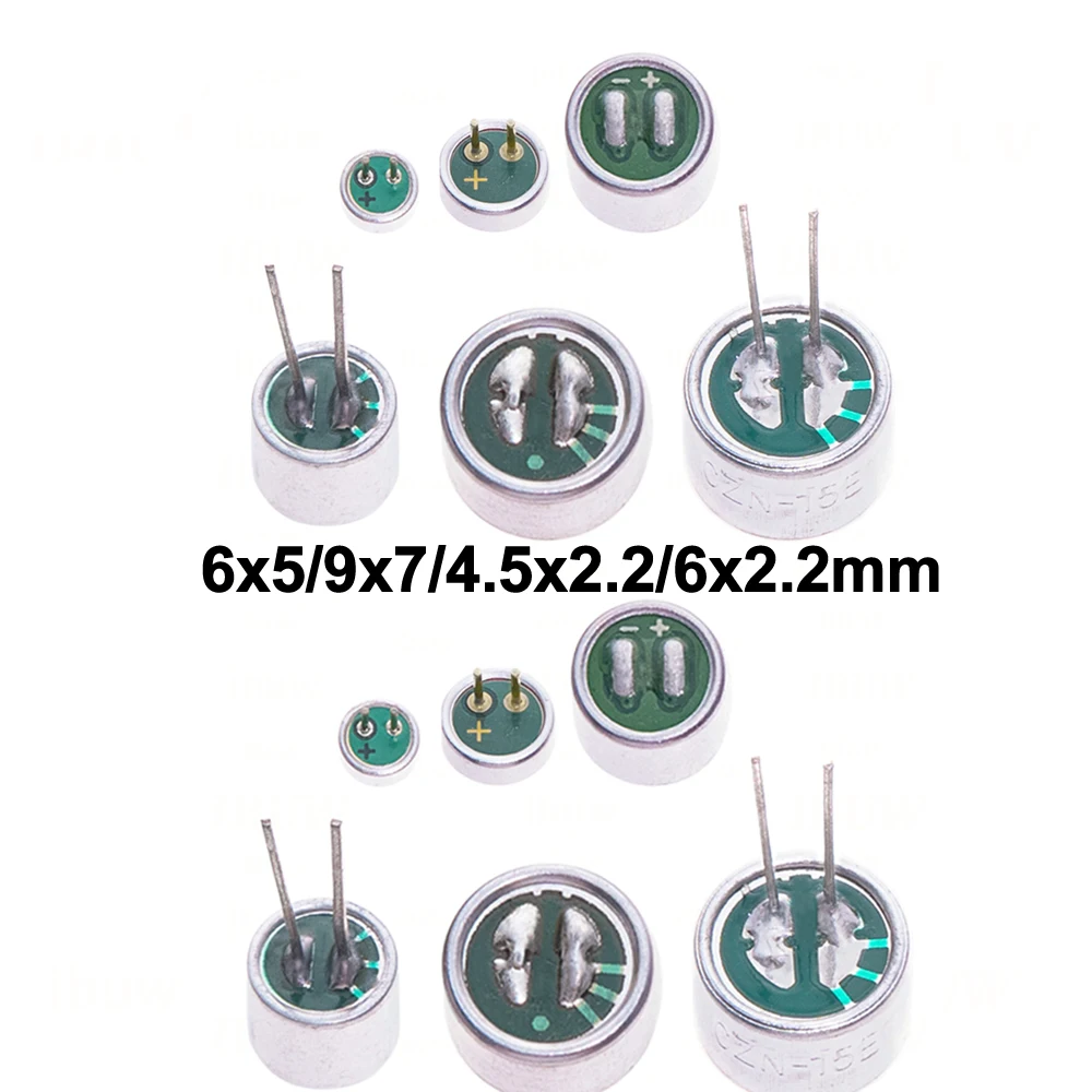 10pcs 6x2.2mm Microphone 6x5/9x7/4.5x2.2 MIC Condenser Electret Microphone Pickup 52DB 56DB with 2pin MP3 Accessories 6x2.2mm