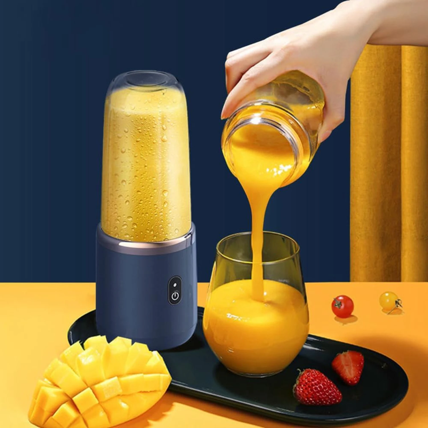 Portable USB Rechargeable Blender with Six Sharp Stainless Steel Ice Sabre Blades, Perfect for Active Lifestyles On-the-Go. Grea