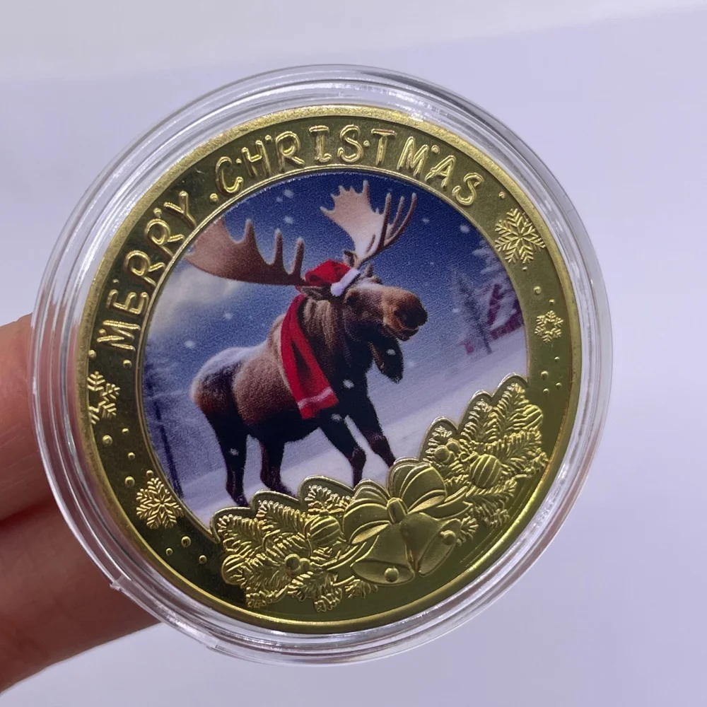 11 Types Christmas Theme Gold Silver Commemorative Coin Santa Claus Metal Souvenir Coin Christmas Party Decorations & Gifts
