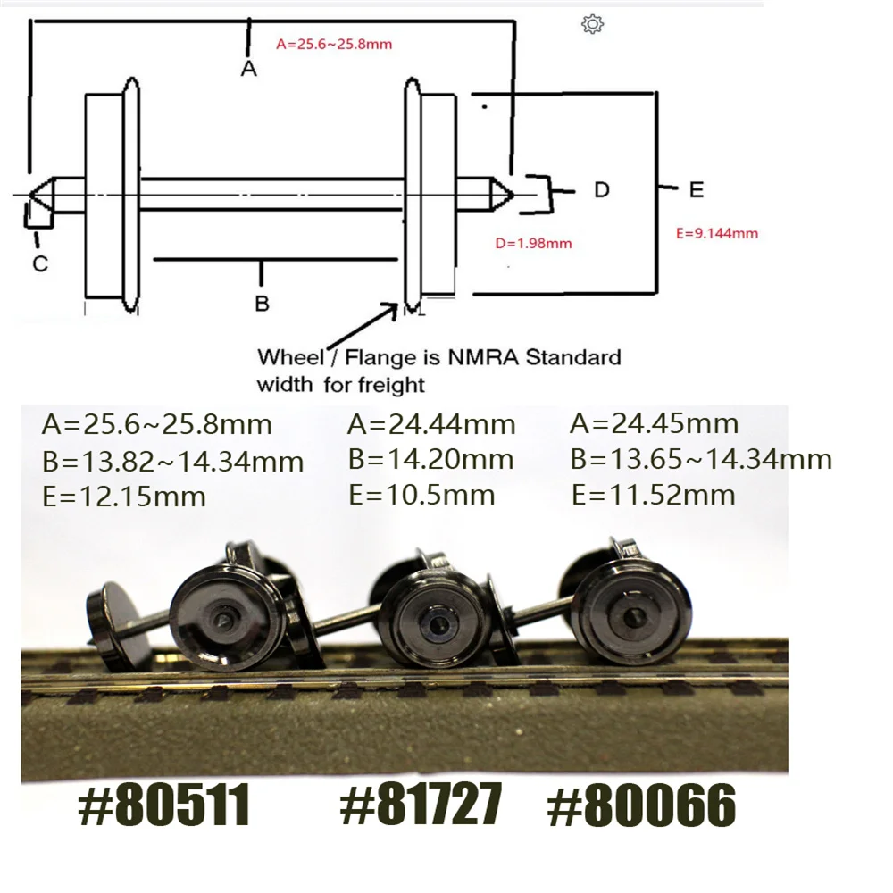 HO Train Wheel Accessories 1:87 Electric Train Model Car Wheels Universal Retrofit DC