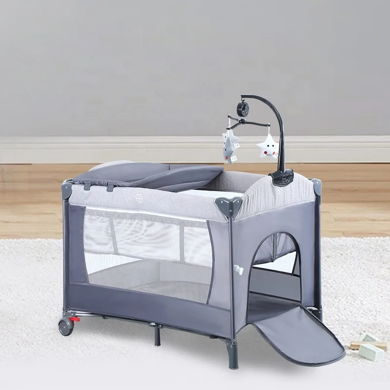 2-in-1 baby pack n play bed portable folding playpen kids crib