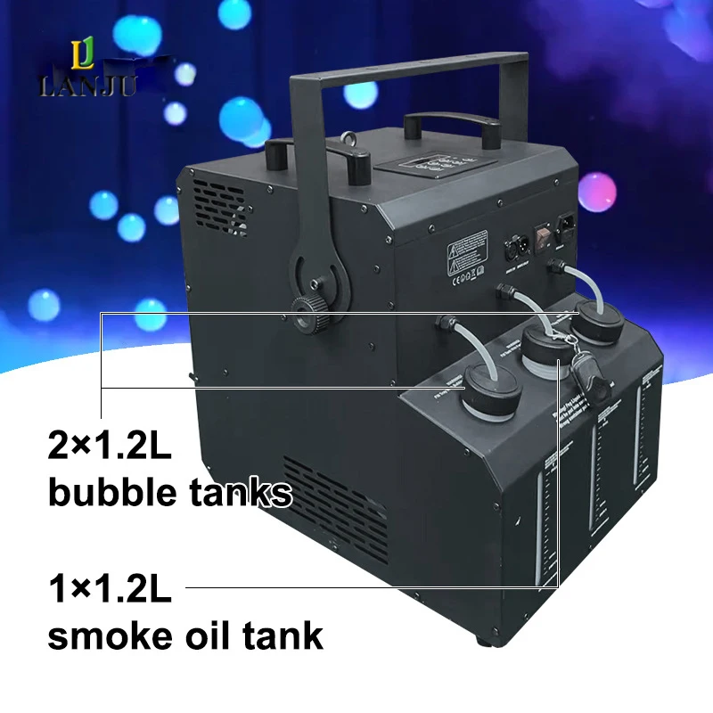 1500W Smoke Bubble Machine 2Holes LED Beam Fog Machine DMX 512 Control Wedding Stage Bubbles Effect for DJ Disco Bar Partie Show