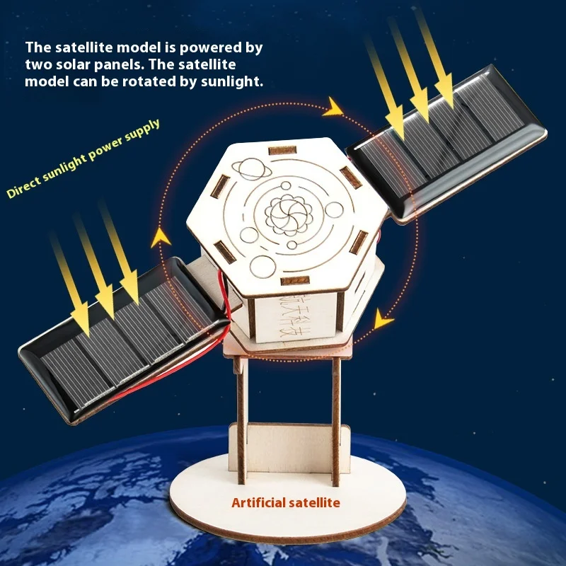 Teknologi DIY Model Ruang Satelit Dirgantara Mainan Perakitan Bahan Buatan Tangan Pendidikan Anak-anak Satelit Buatan Surya