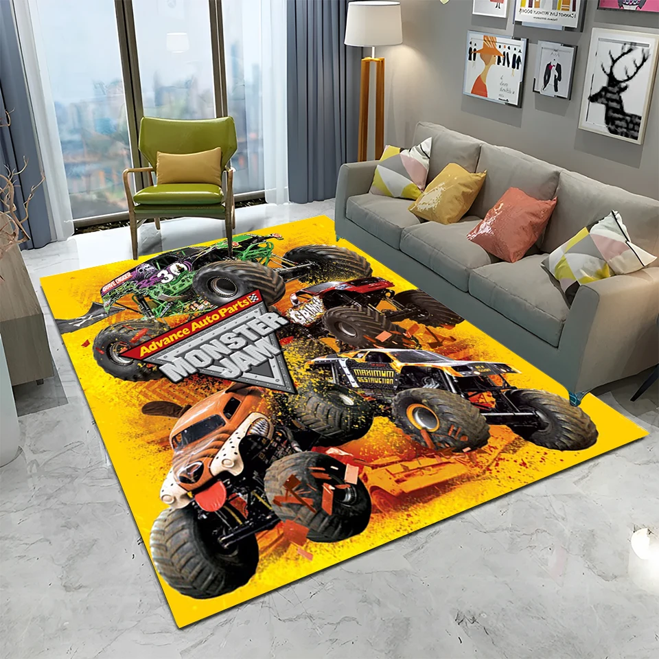 3D Monster Jam Monster Truck Cartoon Carpet Rug for Home Living
