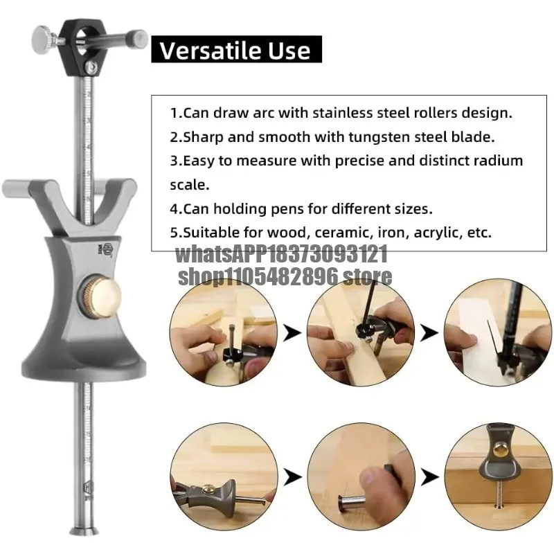 HONGDUI Woodworking Arc Scriber Adjustable Precision Linear Parallel Line Drawing Tool
