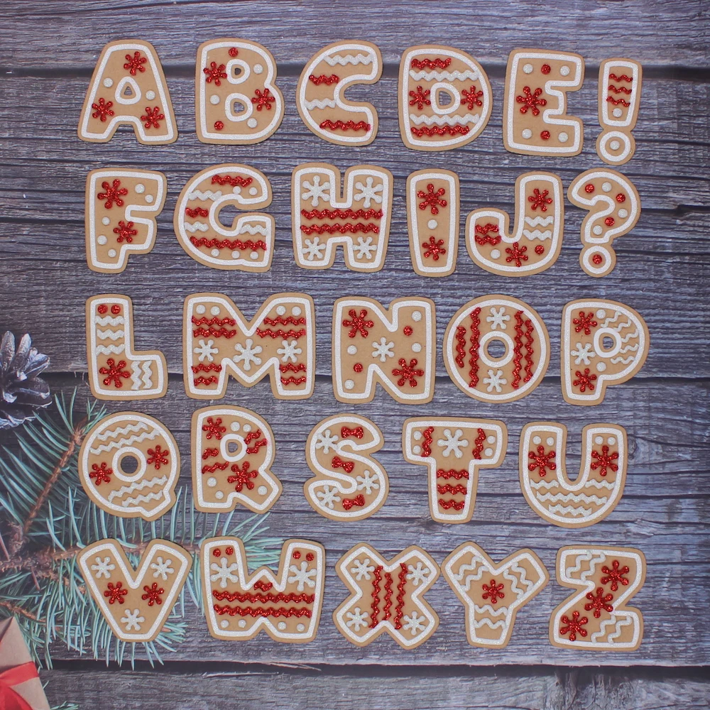 ZFPARTY  Alphabet Number Gingerbread Cookies Metal Cutting Dies Stencils for Scrapbooking Decorative Embossing DIY Paper Cards