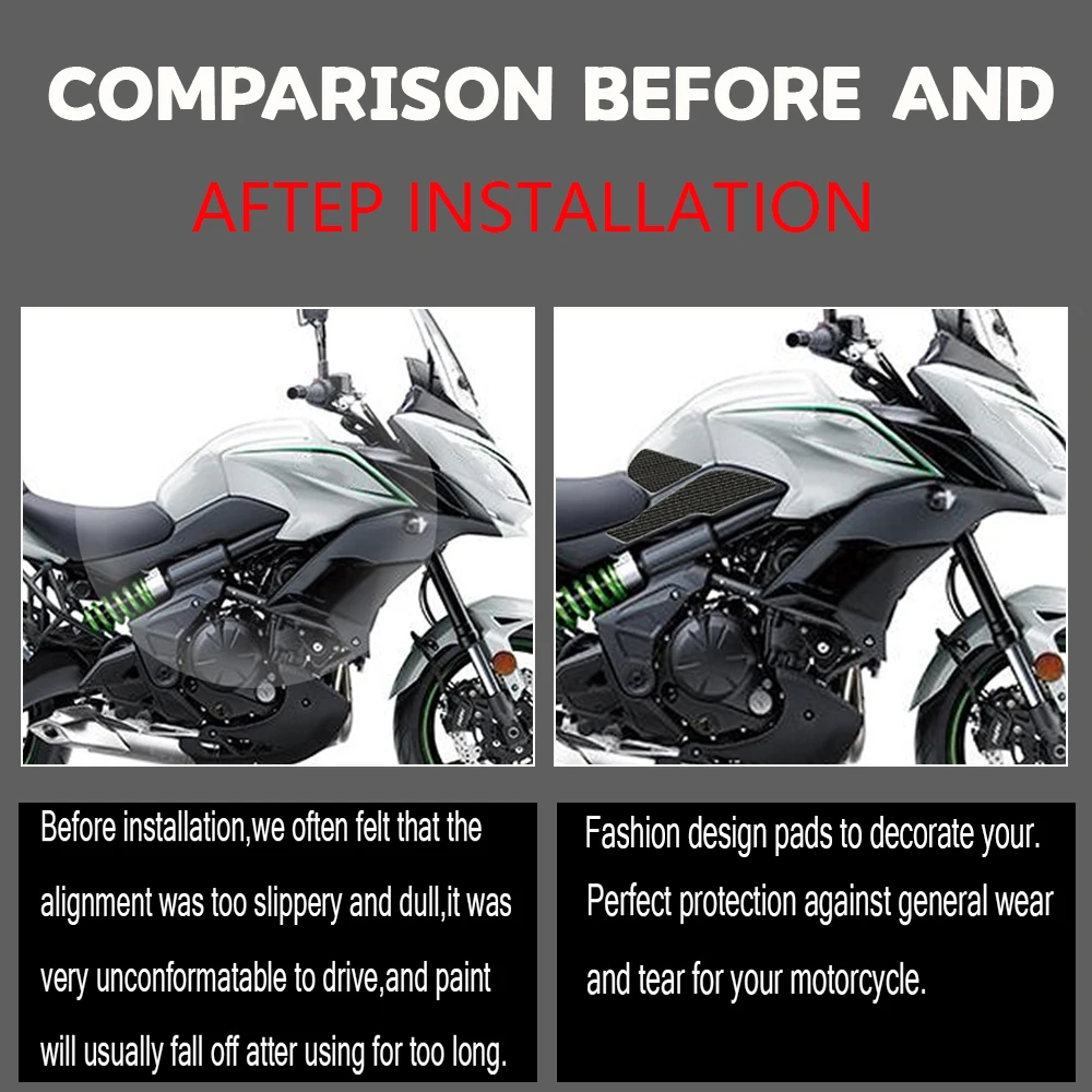 For Kawasaki Versys650 KLE650 Versys 650 22 Motorcycle Anti Slip Sticker Tank Traction Pad Side Knee Grip Protector Accessories