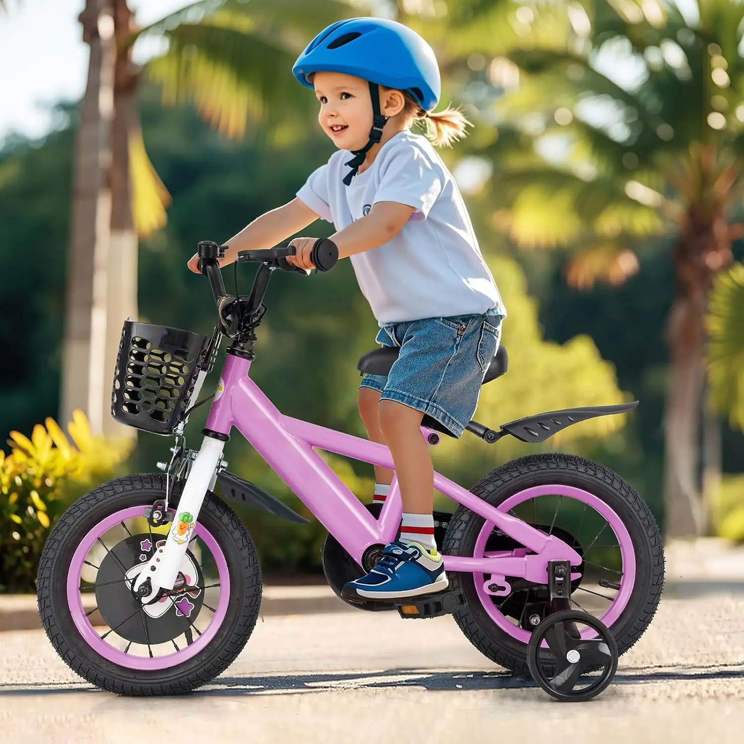 Bicicleta infantil esportiva Rabbit Pilot, bicicleta infantil de 12 14 16 18 polegadas para 3-8 anos com altura ajustável, rodas de treinamento, armazenamento Ba